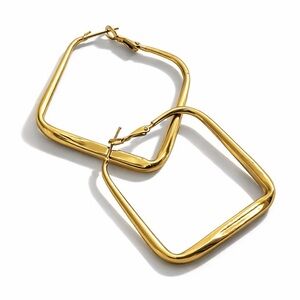 New! Gold Square Hoop Earrings (3030) NWOT
